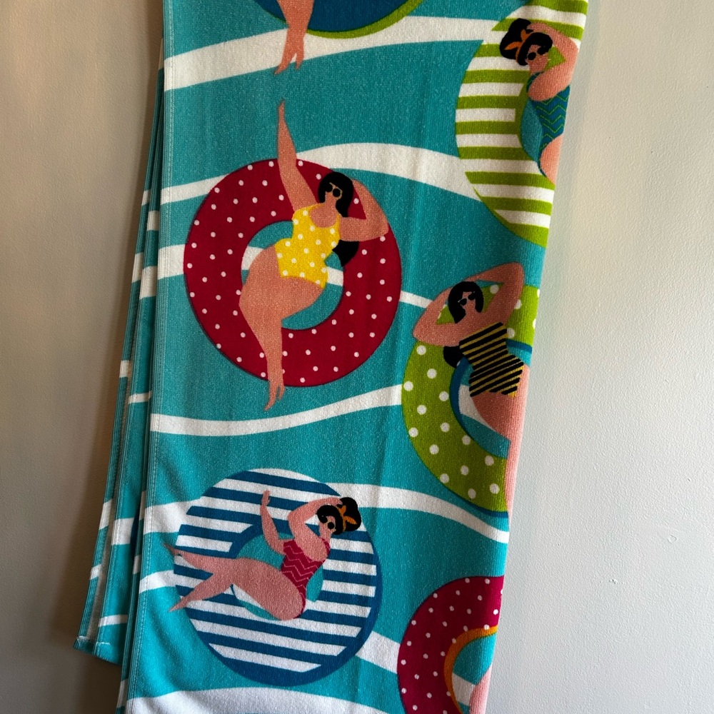 Colorful Beach Towel with Swimmer Print